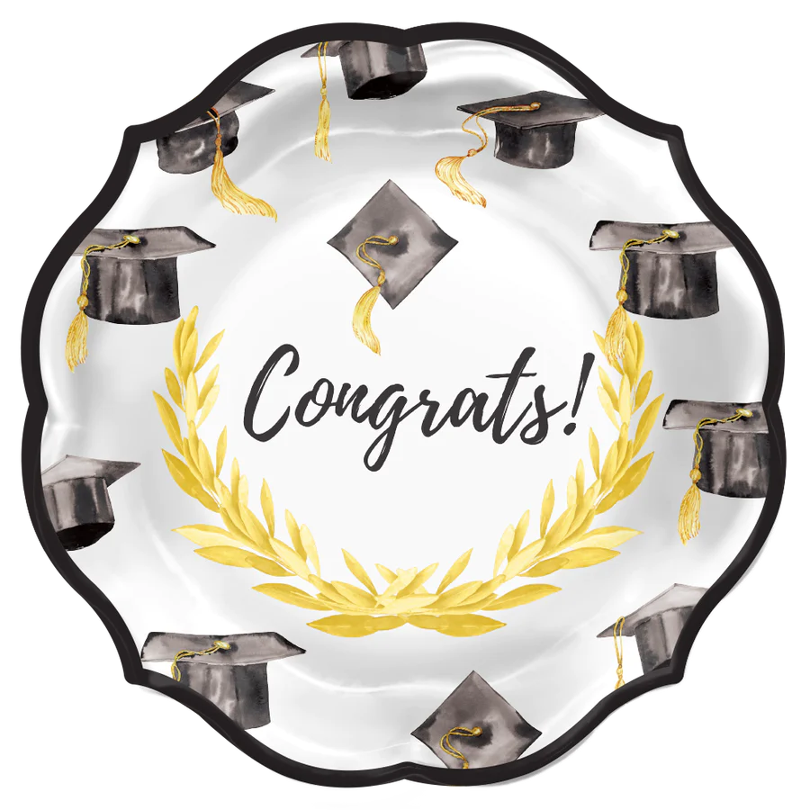 Congrats Graduation Cap Large Plate (8 Count)