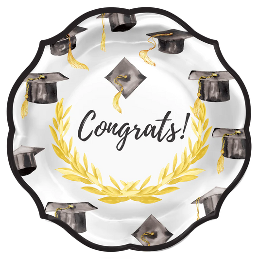 Congrats Graduation Cap Large Plate (8 Count)