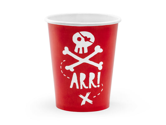 Pirate ARR! Skull and Crossbones Cups - Red (6 pk)