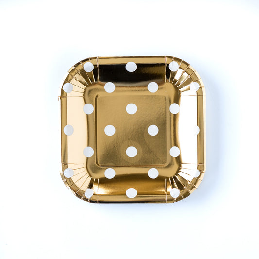Gold Polka Dot Plates (12 pk)