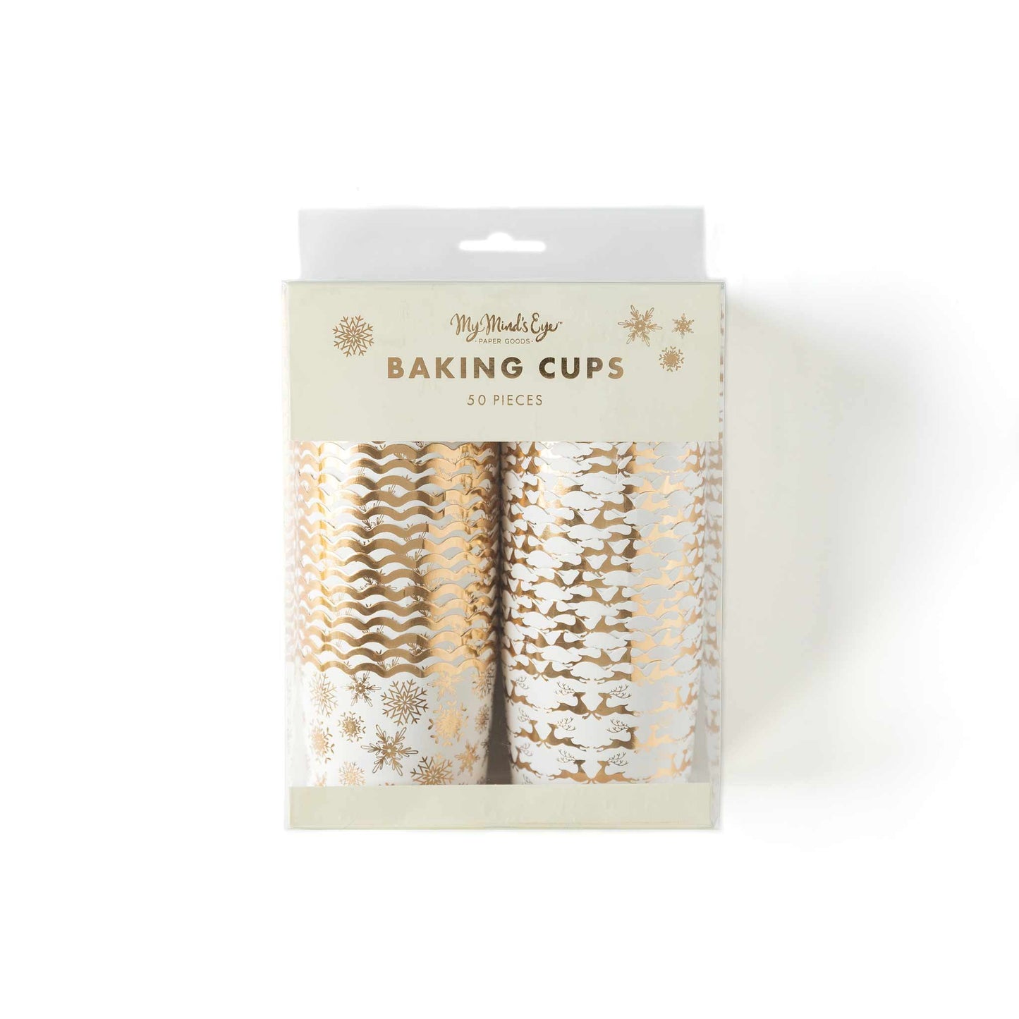Gold Reindeer and Snowflake Baking and Treat Cups (50 pk)