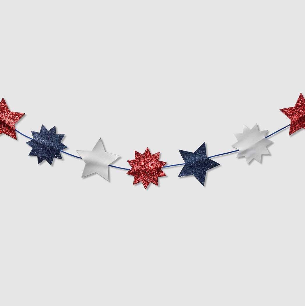 Red, White, and Blue Glitter Star Banner