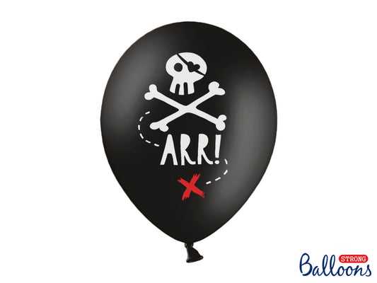Black Pirate ARRR! Skull and Crossbone Latex Balloons (5 pk)