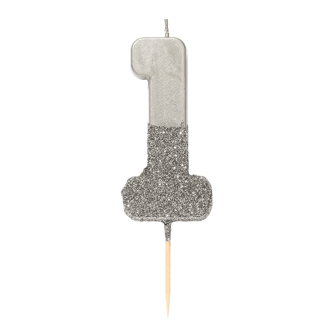 Silver Glitter Dipped Number Candles