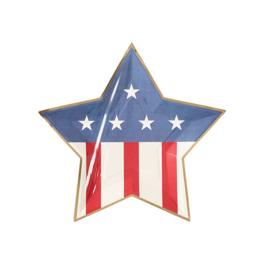 Denim and Stripes Star Shaped Paper Plate (8 Count)