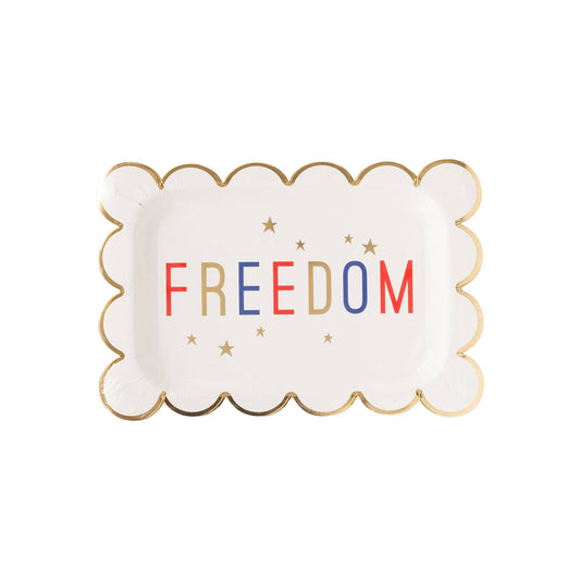 Freedom Scalloped Rectangular Plates (8 Count)