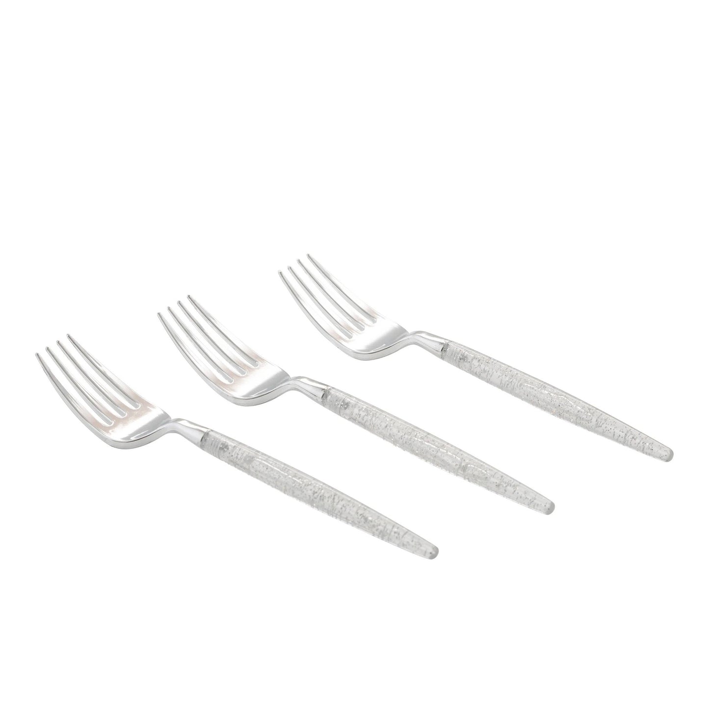 Silver Glitter Mini Forks (20 pk)