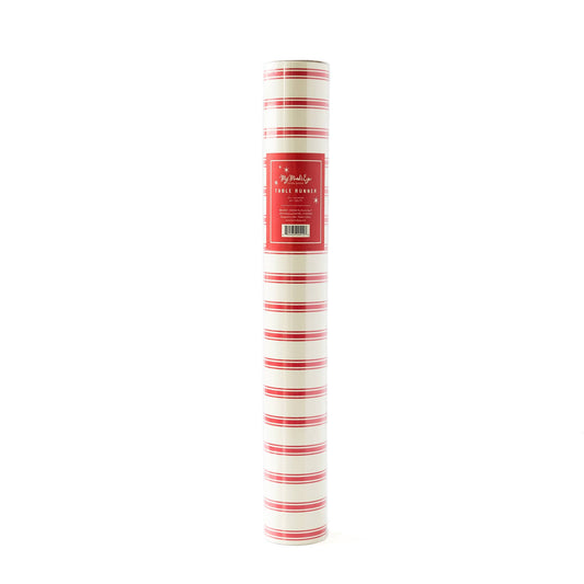Believe Red Striped Table Runner