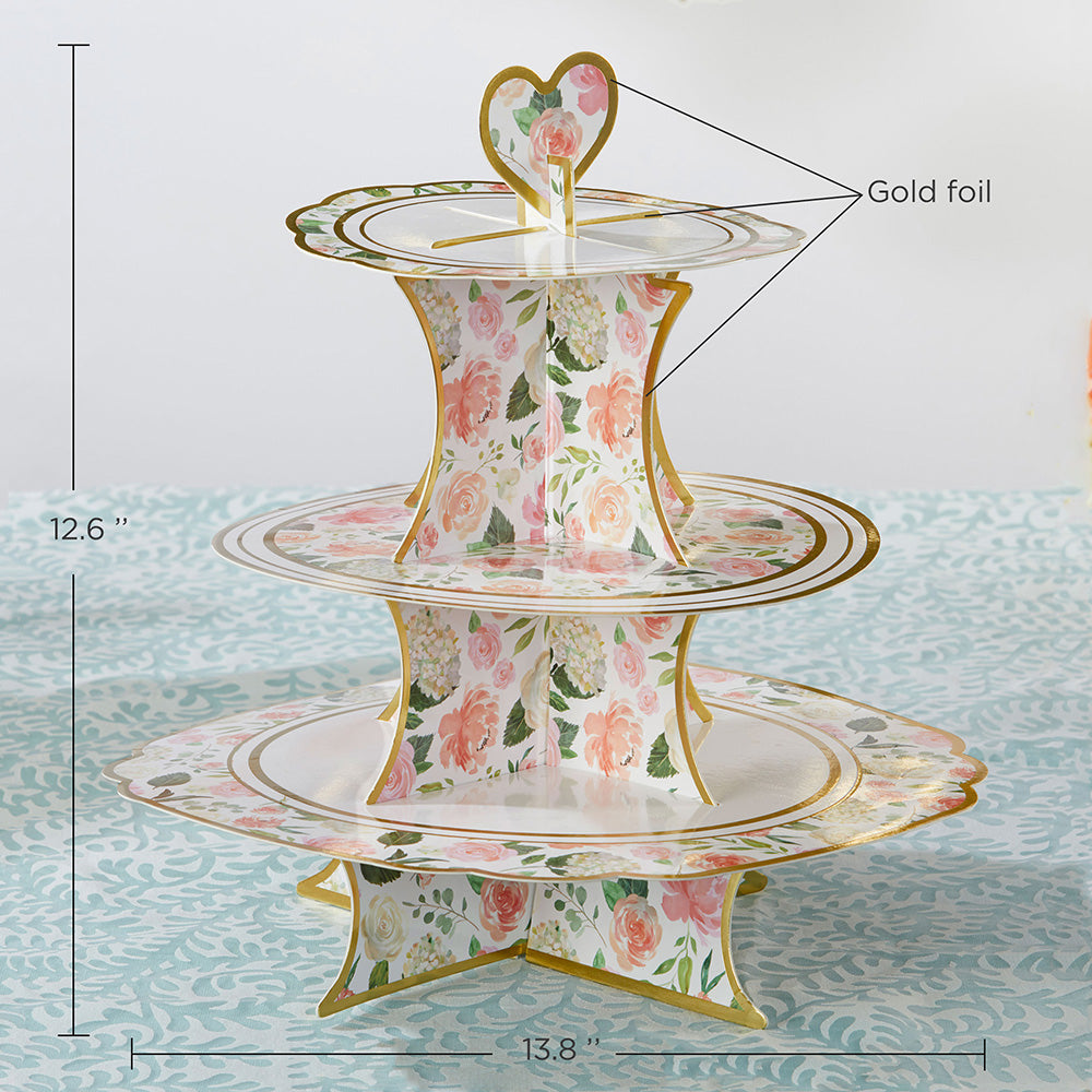 In Full Bloom 3-Tier Collapsible Cupcake or Food Stand
