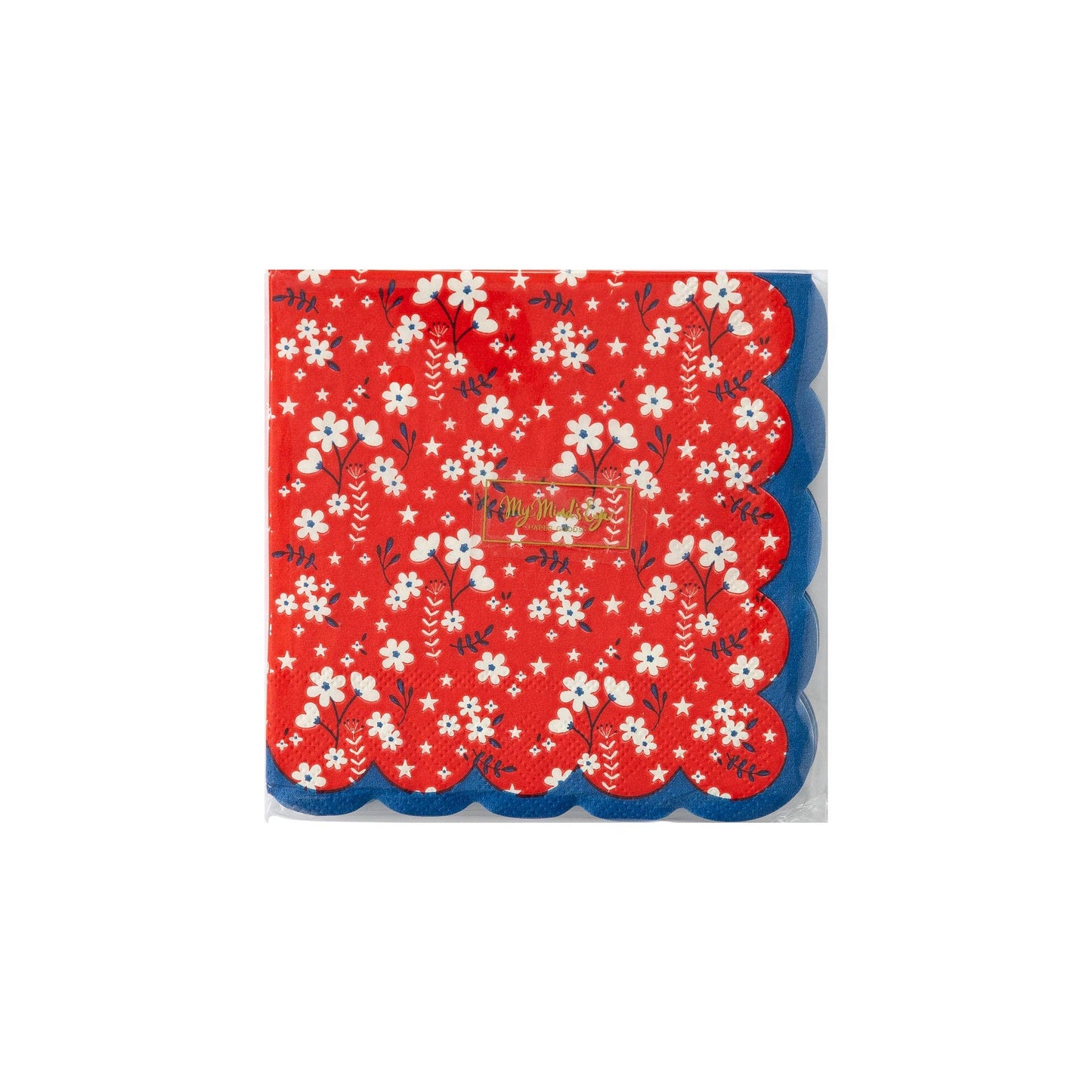 Liberty Floral Red Beverage Napkin (24 Count)