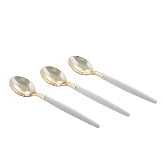 White and Gold Mini Spoons (20 pk)