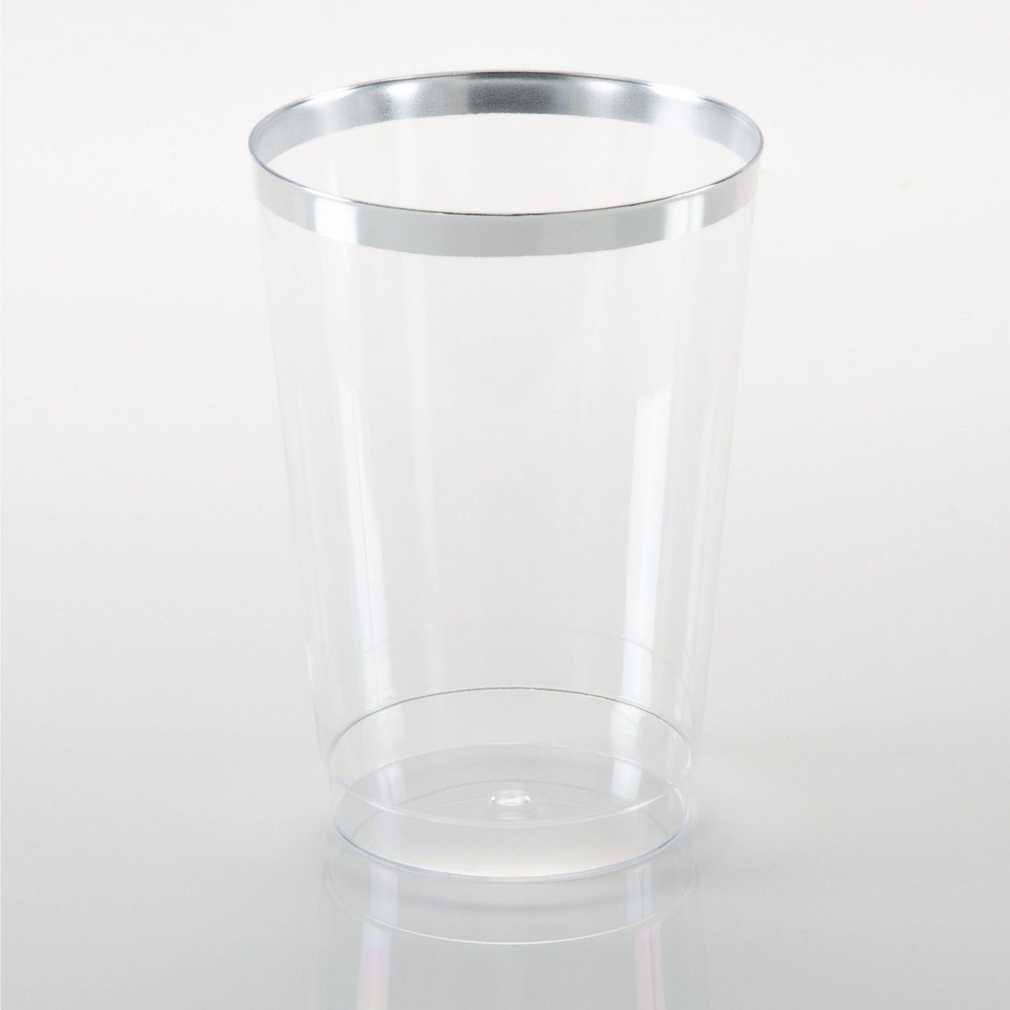 Clear Plastic Tumblers with Silver Trim - 9 ounce (20 pk)