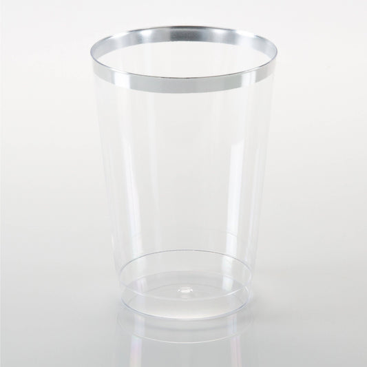 Clear Plastic Tumblers with Silver Trim - 12 Ounce (20 pk)