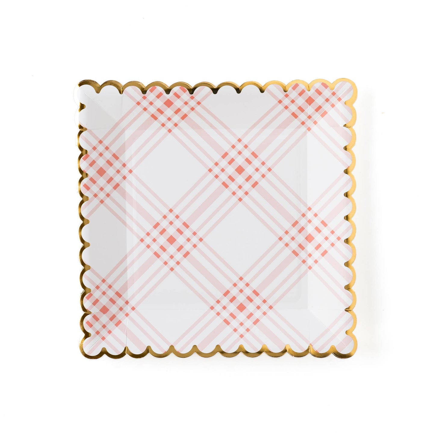 Garden Party Pink Scalloped Plaid Plate