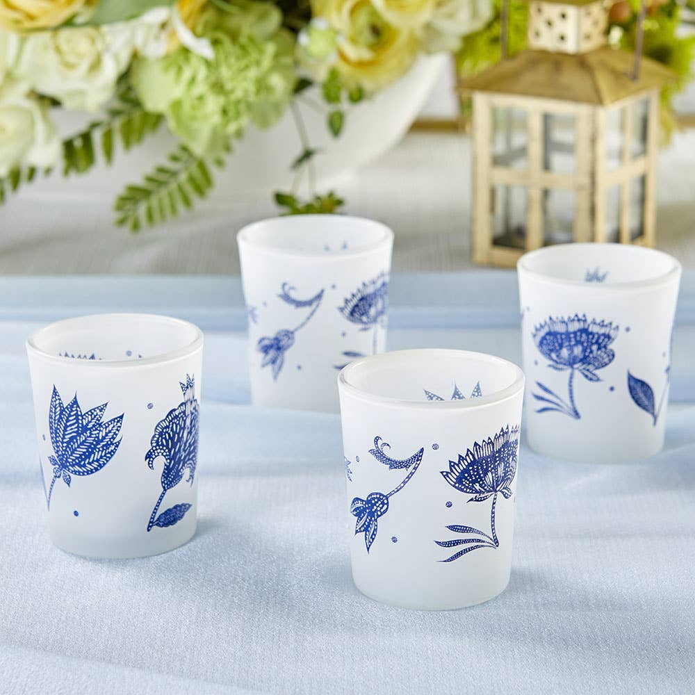 Blue Willow Frosted Glass Votive (4 pk)