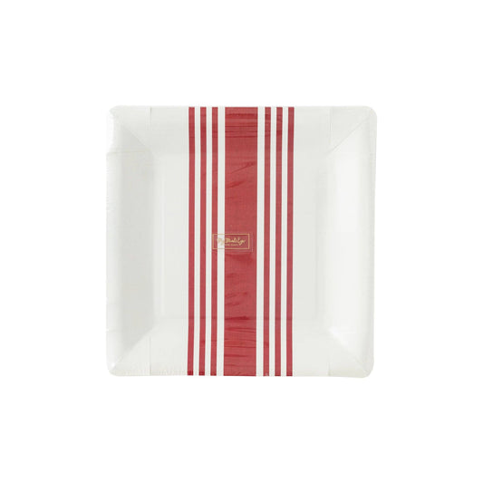 Hamptons Red Striped Plates (8 Count)