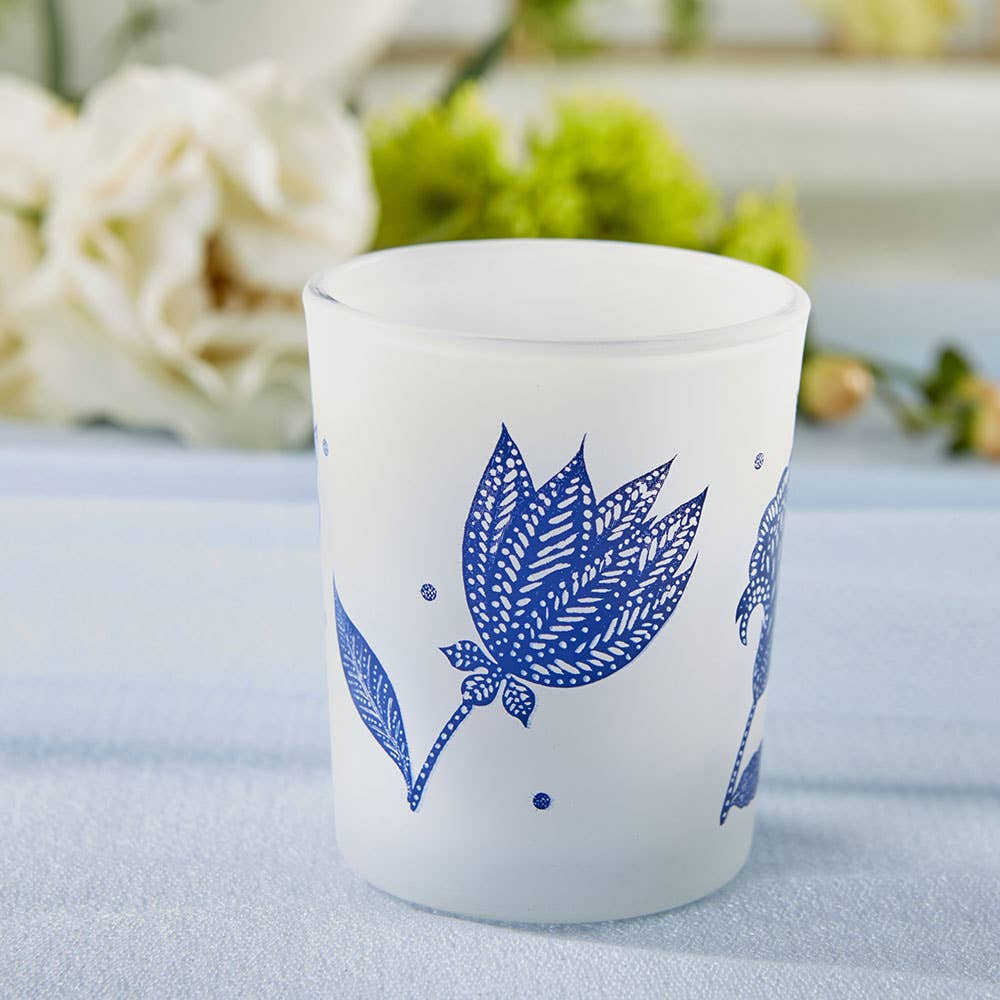 Blue Willow Frosted Glass Votive (4 pk)