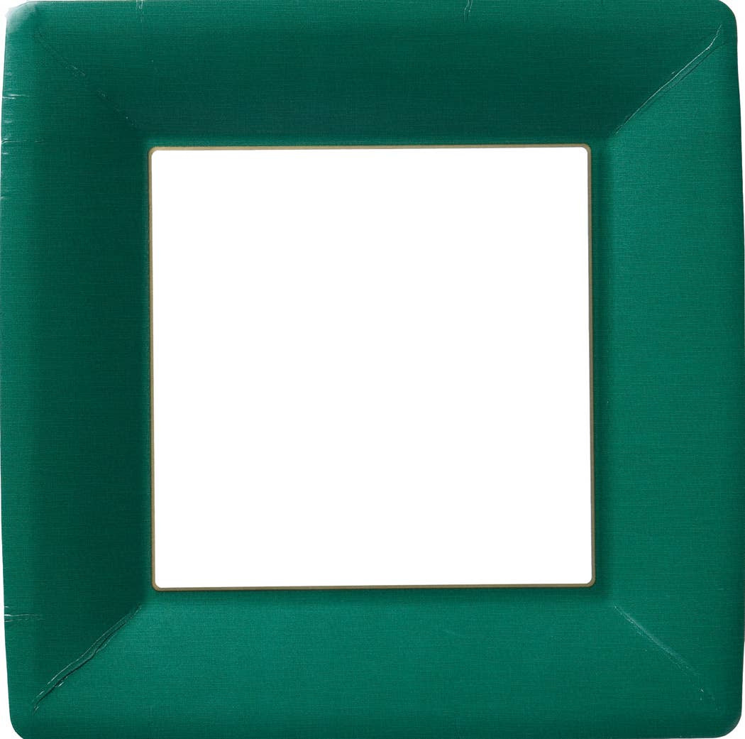 Classic Linen Dark Green Square Large Plate (8 Pk)